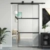 Stumdomos durys, juodos, 102,5x205cm, stiklas ir aliuminis