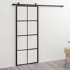 Stumdomos durys, juodos, 76x205cm, aliuminis ir ESG stiklas