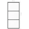 Stumdomos durys, juodos, 90x205cm, ESG stiklas ir aliuminis