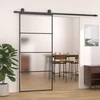 Stumdomos durys, juodos, 90x205cm, ESG stiklas ir aliuminis