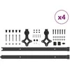 Stumdomų durų įrangos rinkinys, juodos sp., 305 cm, plienas