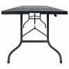 Sulankstomas sodo stalas, juodas, 180x75x72cm, HDPE
