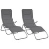 Sofa Sulankstomi saulės gultai, 2vnt., pilki, tekstilenas ir plienas