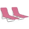 Sofa Sulankstomi saulės gultai, 2vnt., rožiniai, plienas ir audinys