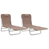 Sofa Sulankstomi saulės gultai, 2vnt., rudi, tekstilenas ir plienas