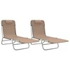 Sofa Sulankstomi saulės gultai, 2vnt., taupe, tekstilenas ir plienas