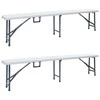 Sulankstomi sodo suoliukai, 2vnt., baltos spalvos, 180cm, HDPE
