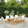 Sulankstomos sodo kėdės, 8vnt., kreminės, audinys ir mediena
