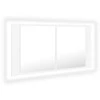 Veidrodinė vonios spintelė su LED, balta, 90x12x45cm, akrilas