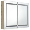 Veidrodinė vonios spintelė su LED, ąžuolo, 80x12x68cm