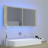 Veidrodinė vonios spintelė su LED, ąžuolo, 100x12x45cm, akrilas
