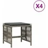 Taburetės su pagalvėmis, 4vnt., pilkos, 41x41x36cm, poliratanas