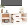 TV staliukas Televizoriaus spintelė, balta, 100x34x40cm, pušies masyvas