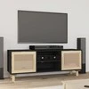 TV staliukas Televizoriaus spintelė, juoda, 105x30x40cm, pušis ir ratanas