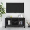 TV staliukas Televizoriaus spintelė, juoda, 105x35x52cm, plienas ir stiklas
