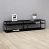 TV staliukas Televizoriaus spintelė, juoda, 180x40x40,5cm, grūdintas stiklas
