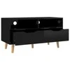 TV staliukas Televizoriaus spintelė, juoda, 90x40x48,5cm, mediena, blizgi