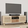 TV staliukas Televizoriaus spintelė, ruda, 105x30x40cm, pušis ir ratanas