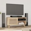 TV staliukas Televizoriaus spintelė, ruda, 80x30x40cm, pušis ir ratanas