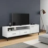 TV staliukas Televizoriaus spintelė su kojomis, balta, pušies masyvas, OSLO