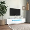 TV staliukas Televizoriaus spintelė su LED apšvietimu, balta, 160x35x40cm