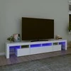TV staliukas Televizoriaus spintelė su LED apšvietimu, balta, 230x36,5x40cm