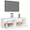TV staliukas Televizoriaus spintelė su LED apšvietimu, balta, 120x35x40cm