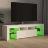 TV staliukas Televizoriaus spintelė su LED apšvietimu, balta, 140x36,5x40cm