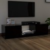 TV staliukas Televizoriaus spintelė su LED apšvietimu, juoda, 140x40x35,5cm
