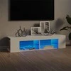 TV staliukas Televizoriaus spintelė su LED apšvietimu, balta, 135x39x30cm