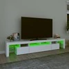 TV staliukas Televizoriaus spintelė su LED apšvietimu, balta, 230x36,5x40cm