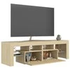 TV staliukas Televizoriaus spintelė su LED, sonoma ąžuolo, 140x36,5x40cm