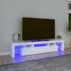 TV staliukas Televizoriaus spintelė su LED apšvietimu, balta, 200x36,5x40cm