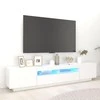 TV staliukas Televizoriaus spintelė su LED apšvietimu, balta, 200x35x40cm