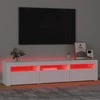 TV staliukas Televizoriaus spintelė su LED apšvietimu, balta, 180x35x40cm