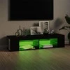 TV staliukas Televizoriaus spintelė su LED apšvietimu, juoda, 135x39x30cm