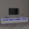 TV staliukas Televizoriaus spintelė su LED apšvietimu, balta, 240x35x40cm
