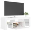 TV staliukas Televizoriaus spintelė su LED apšvietimu, balta, 120x35x40cm