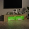 TV staliukas Televizoriaus spintelė su LED apšvietimu, ąžuolo, 135x39x30cm