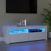 TV staliukas Televizoriaus spintelė su LED apšvietimu, balta, 120x35x40cm