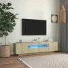 TV staliukas Televizoriaus spintelė su LED apšvietimu, ąžuolo, 160x35x40cm
