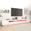 TV staliukas Televizoriaus spintelė su LED apšvietimu, balta, 300x35x40cm