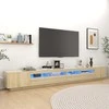 TV staliukas Televizoriaus spintelė su LED apšvietimu, ąžuolo, 300x35x40cm