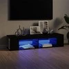 TV staliukas Televizoriaus spintelė su LED apšvietimu, juoda, 135x39x30cm