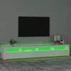 TV staliukas Televizoriaus spintelė su LED apšvietimu, balta, 240x35x40cm