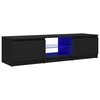 TV staliukas Televizoriaus spintelė su LED apšvietimu, juoda, 140x40x35,5cm