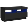 TV staliukas Televizoriaus spintelė su LED apšvietimu, juoda, 80x35x40cm