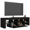 TV staliukas Televizoriaus spintelė su LED apšvietimu, juoda, 140x36,5x40cm