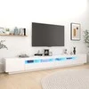 TV staliukas Televizoriaus spintelė su LED apšvietimu, balta, 300x35x40cm