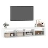 TV staliukas Televizoriaus spintelė su LED apšvietimu, balta, 210x35x40cm